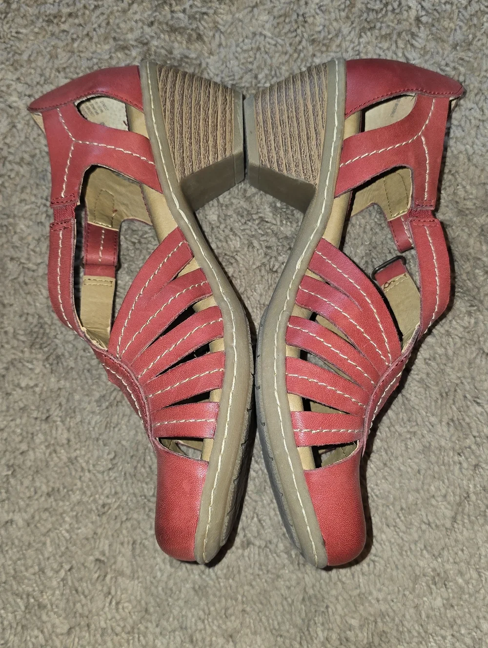 Softspots Sally Pillowtop Technology Cardinal Red Leather Women's Shoes 7.5M - Picture 3 of 8